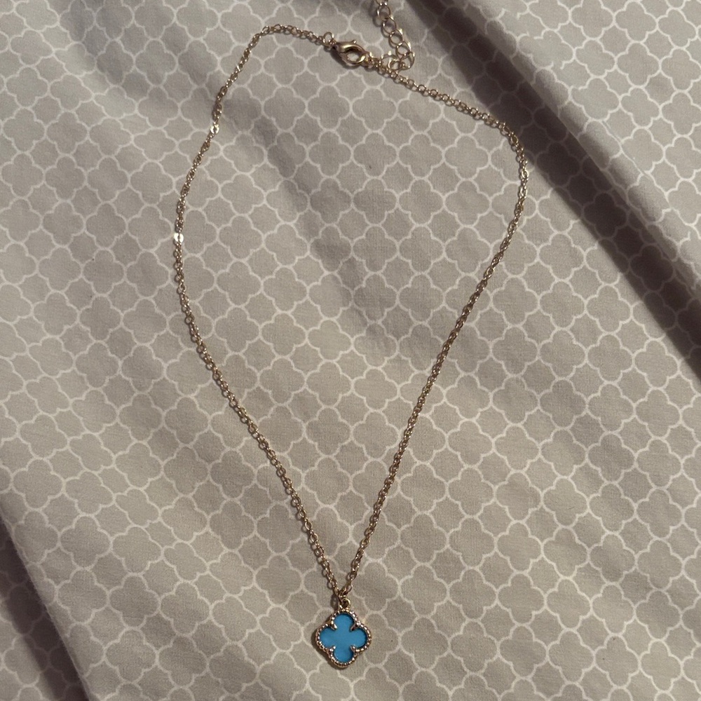 altard state light blue and gold clover necklace